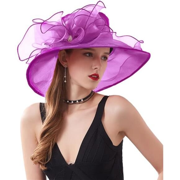 Women\'s Kentucky Hat Wide Brim purple2